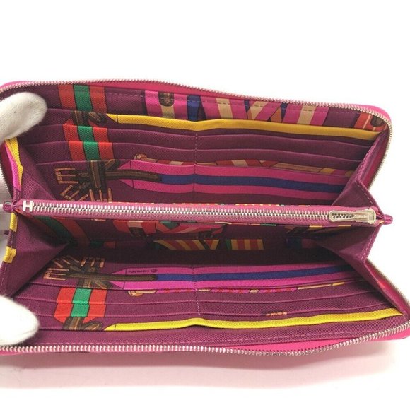 HERMES Azap Long Silk-In Zip Around Long Wallet Epsom pink/SilverHardware - Picture 7 of 14